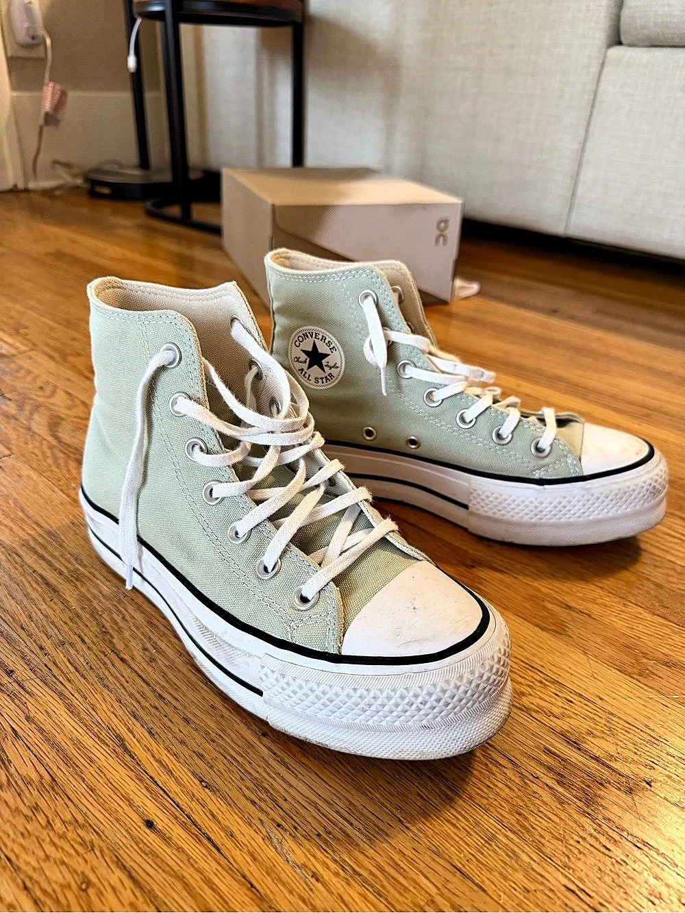 Converse Chuck Taylor All Star Lift Platform High Top Sneakers Green & White US